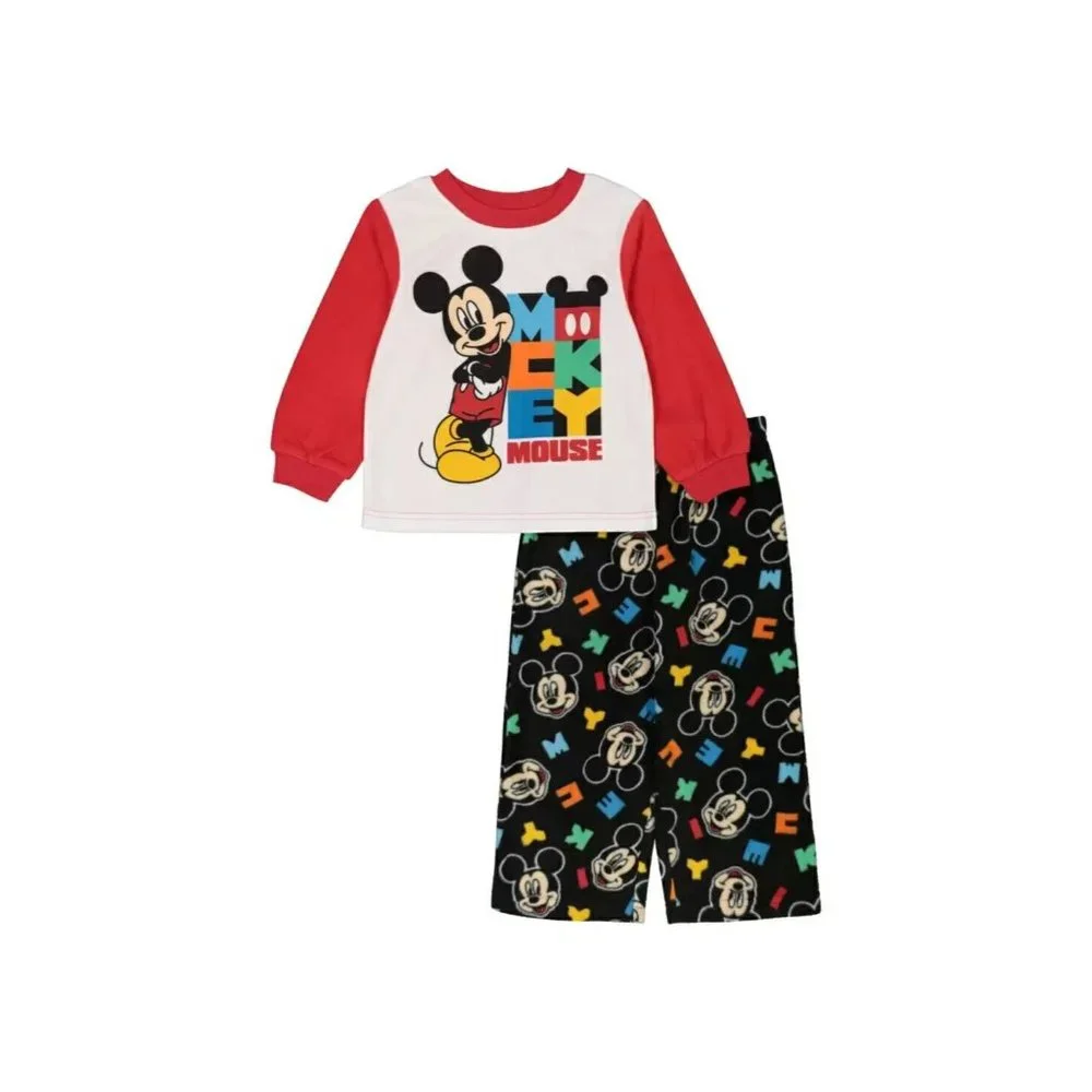 Mickey Mouse Baby Boys Pajama Set, 2 Pieces Black Red White Size 24M